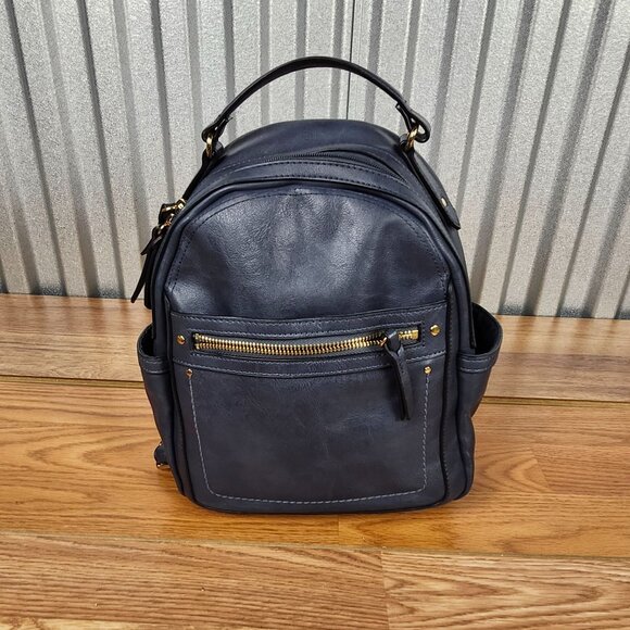INC International Concepts Womens Faux Leather Mini Backpack Blue - Picture 1 of 9